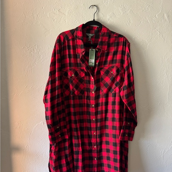 Terra & Sky Dresses & Skirts - Red and Black Plaid Shirt Dress